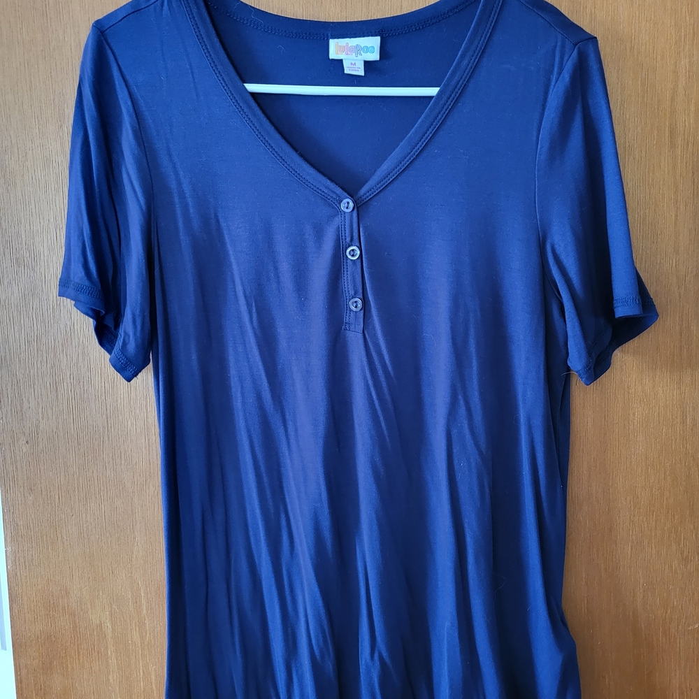 LuLaRoe Navy Blue Women's Buttoned V-Neck Top
